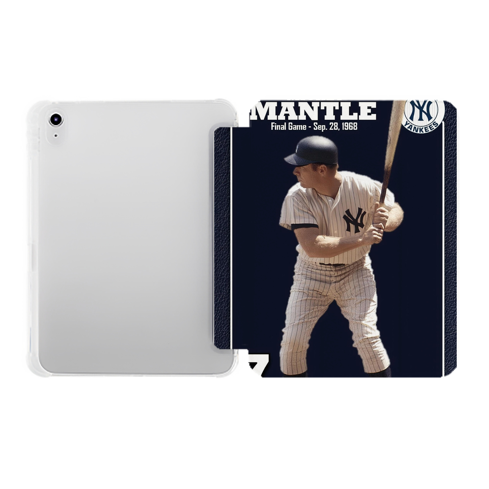 New York Yankees 344 Premium Tri-Fold PU Leather & Silicone IPad Case With Pencil Slot – Fits 9.5,10.5,10.9 – Adjustable Stand, Slim, Protective